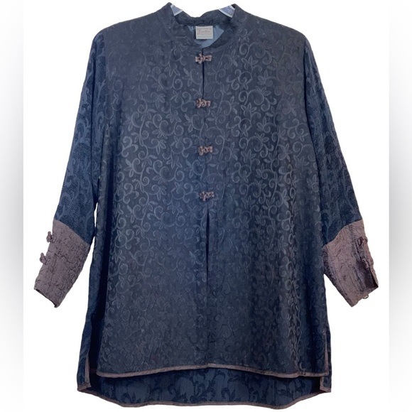 Chinese Exotic Tang silk & wool traditional jacquard over coat. Size S/M GUC - Picture 3 of 10